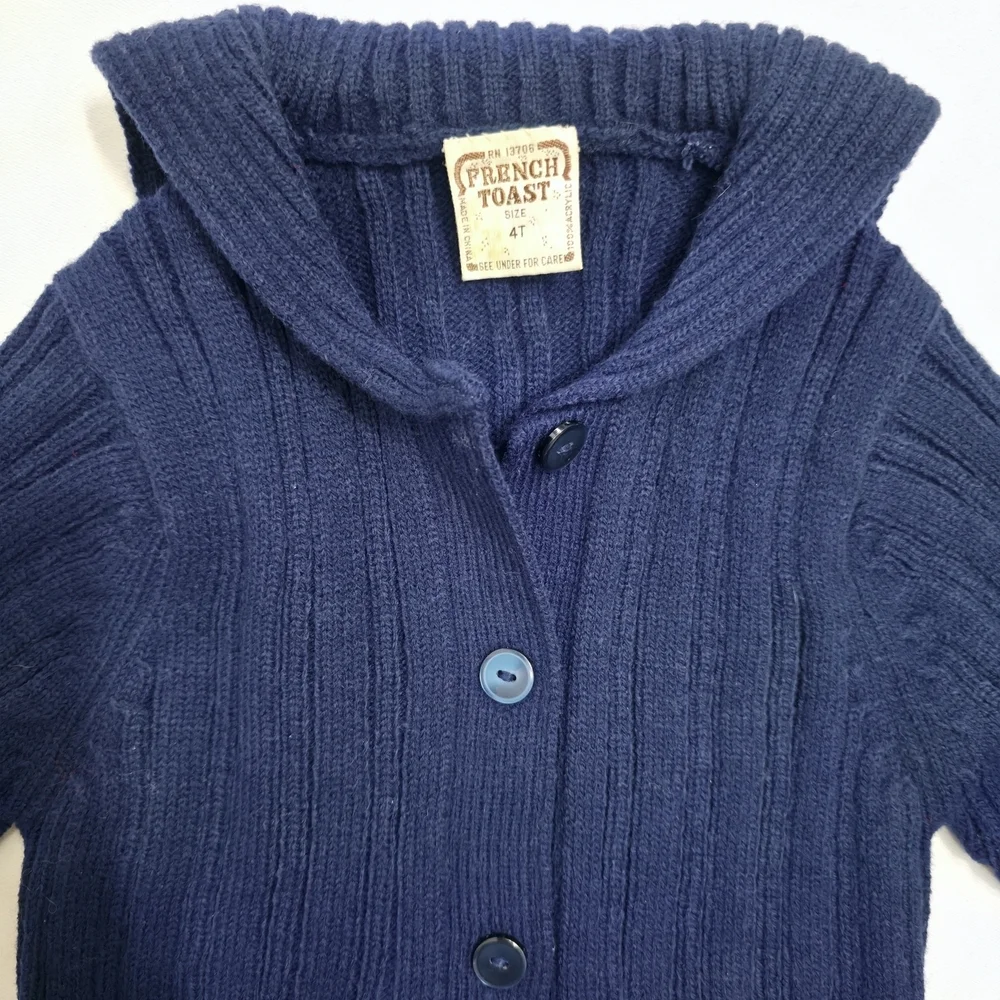 Vintage 90s French Toast 4T Navy Hooded Sweater